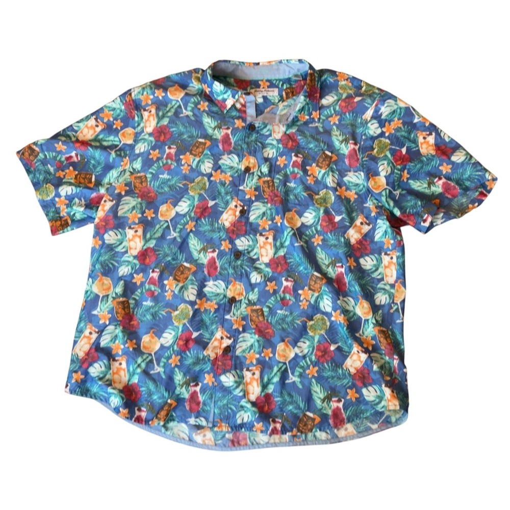 Tommy Bahama Island zone Mojito Bay Campanula Viscose Floral‎ Shirt Men's 2XLB